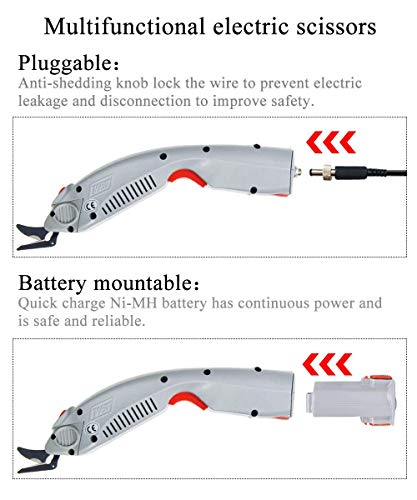 MXBAOHENG Wbt-1 Electric Fabric Scissors Cordless Fabric Shears Rechargeable Cloth Cutter for Carpet/Leather/Rubber/Paperboard (1 Battery & AB Blade)