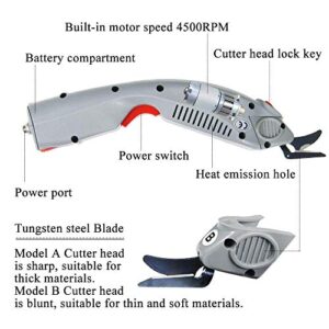 MXBAOHENG Wbt-1 Electric Fabric Scissors Cordless Fabric Shears Rechargeable Cloth Cutter for Carpet/Leather/Rubber/Paperboard (1 Battery & AB Blade)