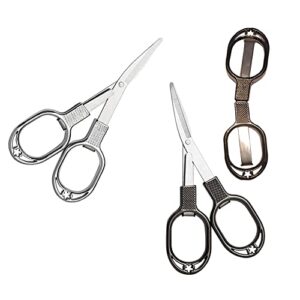 fasplore 2 pcs folding scissors portable scissors stainless steel telescopic cutter foldable scissors for home office outdoor travel fishing