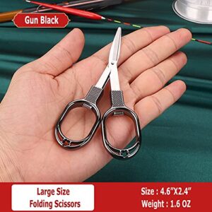 FASPLORE 2 pcs Folding Scissors Portable Scissors Stainless Steel Telescopic Cutter Foldable Scissors for Home office Outdoor Travel Fishing