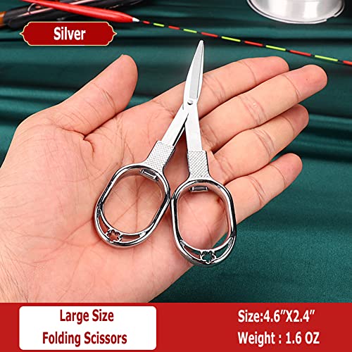 FASPLORE 2 pcs Folding Scissors Portable Scissors Stainless Steel Telescopic Cutter Foldable Scissors for Home office Outdoor Travel Fishing