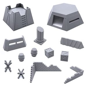 endertoys scenery bundle, terrain scenery for tabletop 28mm miniatures wargame, 3d printed and paintable