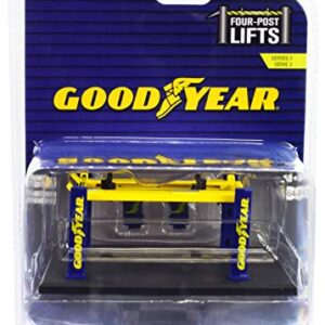 Adjustable Four-Post Lift Goodyear Tires Blue and Yellow Four-Post Lifts Series 3 1/64 Diecast Model by Greenlight 16130 A