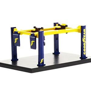 Adjustable Four-Post Lift Goodyear Tires Blue and Yellow Four-Post Lifts Series 3 1/64 Diecast Model by Greenlight 16130 A