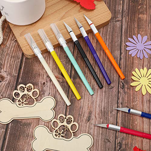 64 Pcs Craft Knife Set Steel Hobby Knife Precision Knife Precision Cutter for DIY Carving Scrapbooking, Art Cutting Carving, Phone Repair Stencil, Multicolor, 5.71 Inch