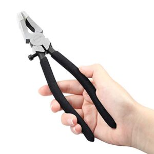 SPEEDWOX Glass Running Pliers with Curved Jaws Black Professional Glass Breaking Tool for Stained Glass Work and Key Fob Hardware Install Mosaics Breaking Tool with 2 Pair of Rubber Tips