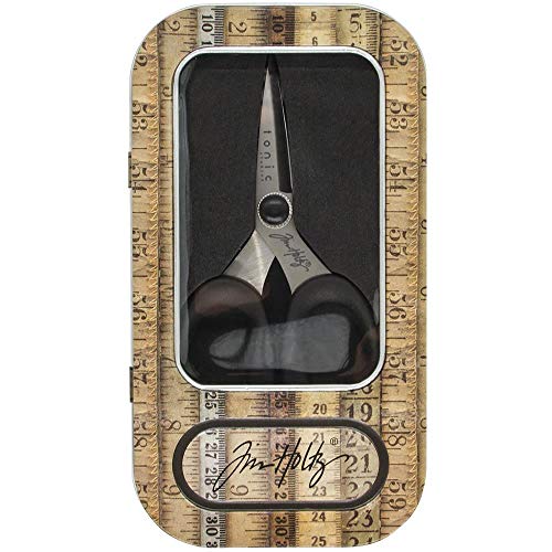 Tim Holtz Haberdashery Snip Scissors Set - Soft Grip Durable Snips 5" & Scissors 6" with Storage Tins - 2 Items