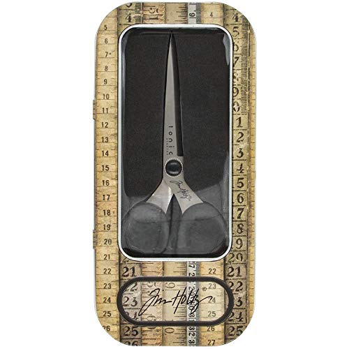 Tim Holtz Haberdashery Snip Scissors Set - Soft Grip Durable Snips 5" & Scissors 6" with Storage Tins - 2 Items