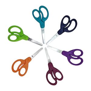 classic blunt tip small scissors, stainless steel,comfort grip handles,sturdy sharp scissors for office、home 、school and kindergarten,pack of 6,rightleft handed (5.91inch), 5.91