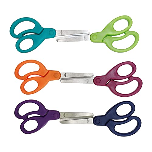 Classic Blunt Tip Small Scissors, Stainless Steel,Comfort Grip handles,Sturdy Sharp Scissors for Office、Home 、School and Kindergarten,Pack of 6,RightLeft Handed (5.91inch), 5.91