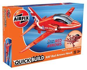 airfix quickbuild raf red arrows hawk snap together plastic model kit j6018, red & black, 10 x 6 x 2 inches