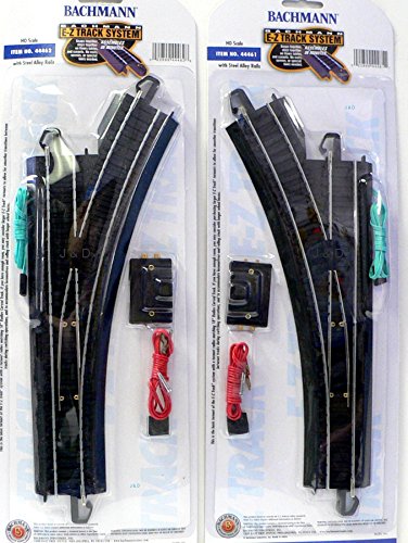 HO Scale - Bachmann Steel Alloy EZ Track Left & Right Switches for Model Railroad Trains