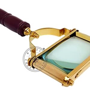 Hanzla Collection 10" Desk Reading Magnifier with Bone Handle - 5" Brass Rectangular Handheld Magnifying Glass Lens