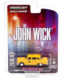 1974 checker yellow #5l89 n.y.c. taxi john wick: chapter 3 – parabellum 2019 movie hollywood series 1/64 diecast model car by greenlight 44930 f