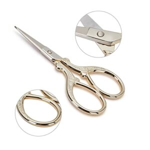 XCRUI 2Pack Embroidery Scissors, Stainless Steel Sharp Stork Scissors for Embroidery,Paper Cutting, Sewing, Craft, Art Work & Daily Activities(Gold)