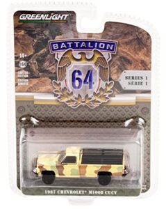 1987 chevy m1008 cucv pickup truck with troop seats desert camouflage battalion 64″ release 1 1/64 diecast model car by greenlight 61010 f