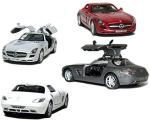 set of 4: 5″ mercedes benz sls amg 1:36 scale (grey/red/silver/white)