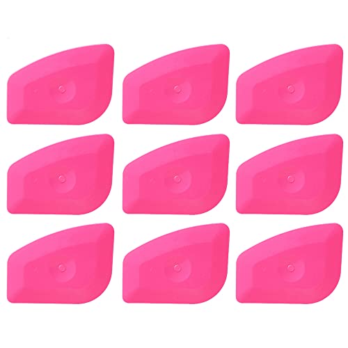 9PCS Vinyl Label Scraping Tool Soft Blue Squeegee Auto Stickers Decals Screen Printing Sign Making Craft Flat Scraper (Hard Pink)