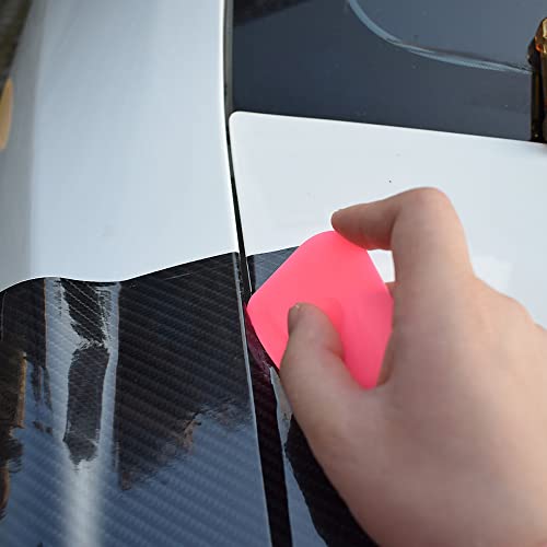 9PCS Vinyl Label Scraping Tool Soft Blue Squeegee Auto Stickers Decals Screen Printing Sign Making Craft Flat Scraper (Hard Pink)