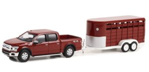 greenlight 32270-d hitch & tow series 27 – 2019 f-150 xlt with livestock trailer 1/64 scale
