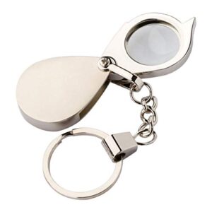 artibetter magnifying glass keychain 10x handheld pocket magnifier small folding hand held magnifier for reading coins hobby travel