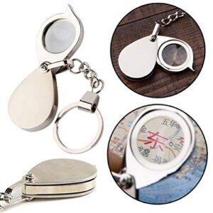 ARTIBETTER Magnifying Glass Keychain 10x Handheld Pocket Magnifier Small Folding Hand Held Magnifier for Reading Coins Hobby Travel