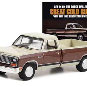 Greenlight 39110-D Vintage Ad Cars Series 8 - 1982 Dodge Ram D-150 Prospector “Get in On The Dodge Dealers’ Great Gold Rush” 1/64 Scale Diecast