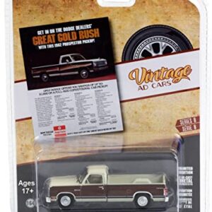 Greenlight 39110-D Vintage Ad Cars Series 8 - 1982 Dodge Ram D-150 Prospector “Get in On The Dodge Dealers’ Great Gold Rush” 1/64 Scale Diecast