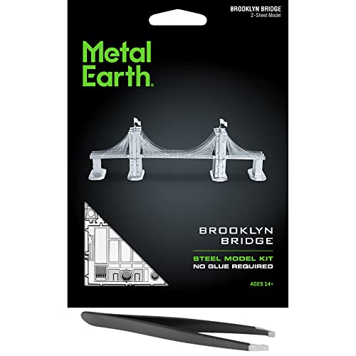 Fascinations Metal Earth Brooklyn Bridge 3D Metal Model Kit Bundle with Tweezers