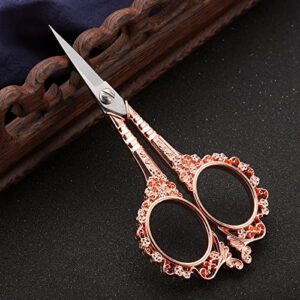 HITOPTY 4.5in Sewing Embroidery Scissors with Sheath, Small Sharp Tip Craft Crochet Scissor for Needlework Cross Stitch Threading Handicraft DIY Tool Rose Gold Shears