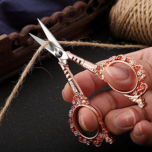 HITOPTY 4.5in Sewing Embroidery Scissors with Sheath, Small Sharp Tip Craft Crochet Scissor for Needlework Cross Stitch Threading Handicraft DIY Tool Rose Gold Shears