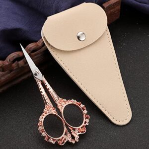 HITOPTY 4.5in Sewing Embroidery Scissors with Sheath, Small Sharp Tip Craft Crochet Scissor for Needlework Cross Stitch Threading Handicraft DIY Tool Rose Gold Shears