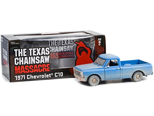 1971 Chevy C10 Pickup Truck Light Blue (Dusty) The Texas Chainsaw Massacre (1974) Movie 1/24 Diecast Model Car by Greenlight 84141