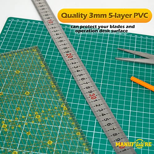 MANUFORE A3 18x12"Cutting Mat with Centimeter and Inch Scale Self Healing Craft Cutting Board with 3mm 5-ply Thickness for Using Rotary Cutter, Craft Knife, Paper Knife