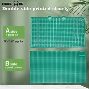 MANUFORE A3 18x12"Cutting Mat with Centimeter and Inch Scale Self Healing Craft Cutting Board with 3mm 5-ply Thickness for Using Rotary Cutter, Craft Knife, Paper Knife