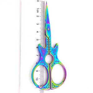 Milisten Guitar Embroidery Scissor Vintage Stainless Steel Shears Sharp Cutter for DIY Craft Needlework 114X50X4MM (Colored Titanium)