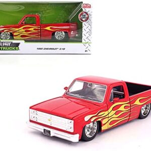 1985 Chevy C10 Pickup Truck Red with Flames Just Trucks Series 1/24 Diecast Model Car by Jada 34316