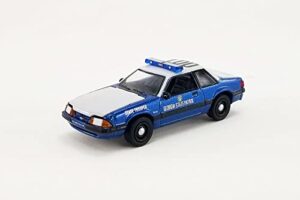 modeltoycars georgia state patrol 1989 ford mustang ssp, blue and white – greenlight 51408 – 1/64 scale diecast model toy car