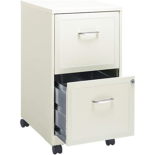 Space Solutions 18" 2 Drawer Mobile Smart Vertical File Cabinet Pearl White