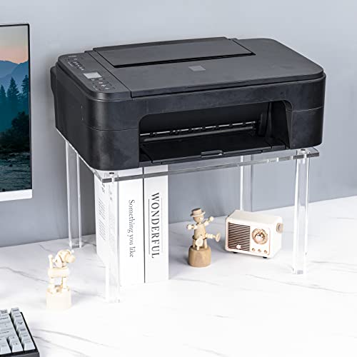 HMYHUM Acrylic Printer Stand - Small Desktop Printer Table for Office & Home, 15.75 x 11.81 x 9.33 inches, Clear