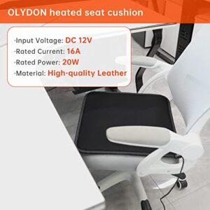 OLYDON Heated Pad for Office Chair, Square Leather Heating Pad with Auto Shut Off & Intelligence Temperature Controller, Universal Seat Warmer for Home, Office Chair (Black)