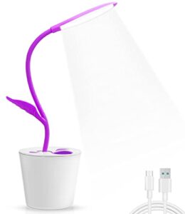 iegrow kids desk lamp for rooms, cute desk lamp usb charging desk lamp with pen holder for home study ( purple )