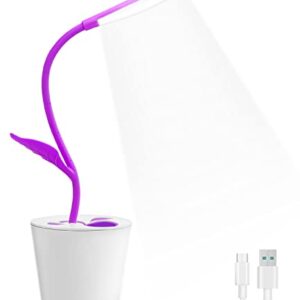 iEGrow Kids Desk Lamp for Rooms, Cute Desk Lamp USB Charging Desk Lamp with Pen Holder for Home Study ( Purple )