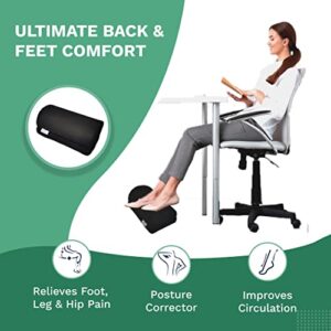 Atteret Ergonomic Under Desk Footrest Cushion, Compact Adjustable Mesh Foot Rest 6.5'' Height, Lumbar Pillow, High-Density Sponge, Leg Stool Support, Computer Work, Office Chair, Travel, WFH