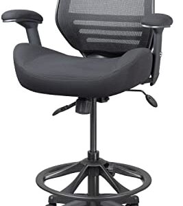 BOLISS Ergonomic Drafting Chair Office Chair with Height-Adjustable Foot Ring and Adjustable Armrest 400lbs-BLACK