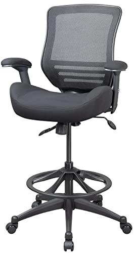 BOLISS Ergonomic Drafting Chair Office Chair with Height-Adjustable Foot Ring and Adjustable Armrest 400lbs-BLACK