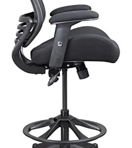 BOLISS Ergonomic Drafting Chair Office Chair with Height-Adjustable Foot Ring and Adjustable Armrest 400lbs-BLACK