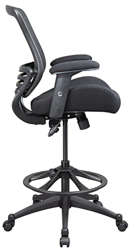 BOLISS Ergonomic Drafting Chair Office Chair with Height-Adjustable Foot Ring and Adjustable Armrest 400lbs-BLACK