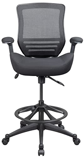 BOLISS Ergonomic Drafting Chair Office Chair with Height-Adjustable Foot Ring and Adjustable Armrest 400lbs-BLACK