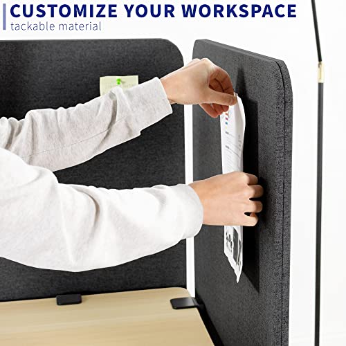VIVO Clamp-on 60 x 24 inch Privacy Panel, Sound Absorbing Cubicle Desk Divider, Acoustic Partition, Dark Gray, PP-1-V060D